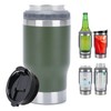PCSCER 4 in 1 Travel Mug and Can Insulator for 12 oz Can and Beer Bottle. Stainless steel Vacuum Insulated Cup and Thermocooler. (Olive green)