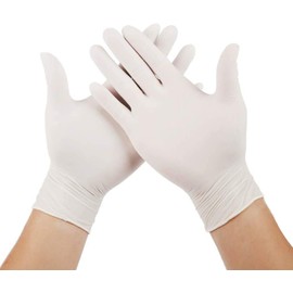 Premium Nitrile Gloves in Size L, Pack of 100, Single Gloves, White, in Practical Dispenser Box, Ideal for Hygiene Areas - such as Food Industry, Cosmetics and Much More, Latex-Free (L)