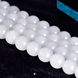 Asingeloo 8mm Natural Blue Luminous Gemstone Loose Beads Natural Round Crystal Energy Stone Healing Power for Jewelry Making 48PCS 1 Strand 15"