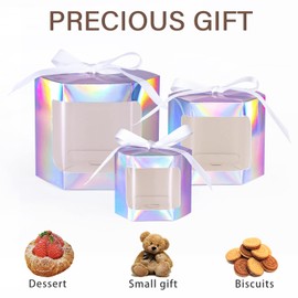 24 gift boxes with display windows, hexagonal paper boxes with lids, suitable for gift giving, crafting, cakes, candy boxes, wedding party birthday gift boxes
