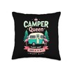 Camper Queen Classy Sassy Smart Funny Camping Girl Throw Pillow