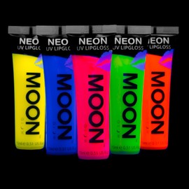 Moon Glow Neon UV Lip Gloss - Set of 5 - Scented and Glows Bright under UV