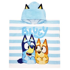 Bluey Boys Swimming Hooded Towel Poncho Bath Towel Hoodie Cover Up (Bluey Towel - Blue, One Size)