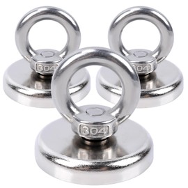Aenienoe Strong Magnets Strong Large Neodymium Magnet Extra Strong Magnets Strong 48 mm Hold Magnetic Fishing with Eyelet Screws for Magnet Fishing in Home, Workshop, Water Pack of 3