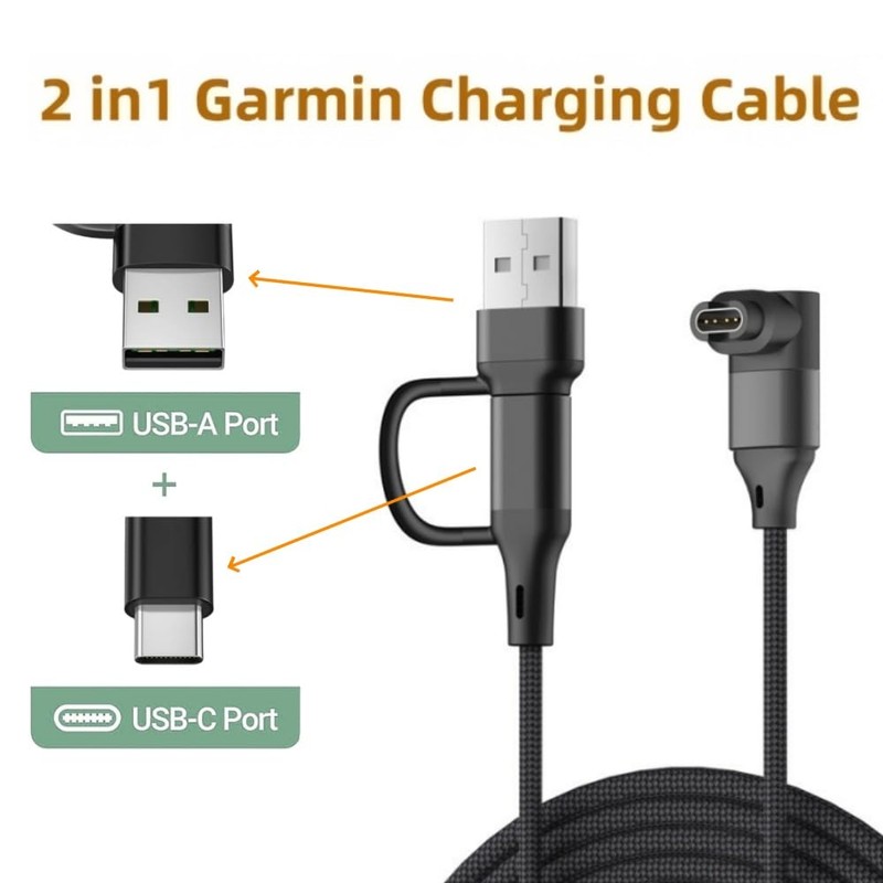 2-in-1 Charger Cable Compatible for Fenix 8 E 7 7X