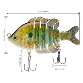 BASSDASH SwimPanfish Multi Jointed Panfish Bluegill Swimbaits Hard Topwater Bass Lures Fishing Lure Crank Saltwater 3.5in/0.85oz