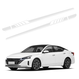 DXNQ 2 PCS Car Side Skirt Decals, 88.58×4.52 Inch Waterproof Side Door Stripe Graphic Stickers, PVC Racing Decoration Decals for Most Cars Trucks SUVs, Universal Car Accessories (White)