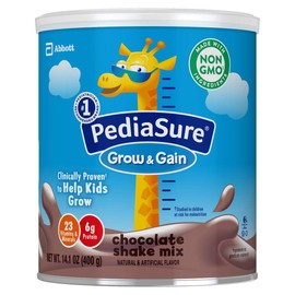 PediaSure Grow & Gain Non-GMO and Gluten-Free Shake Mix Powder, Nutritional Shake For Kids, With Protein, Probiotics, DHA, Antioxidants*, and Vitamins & Minerals, Chocolate (24 servings – 3 cans)