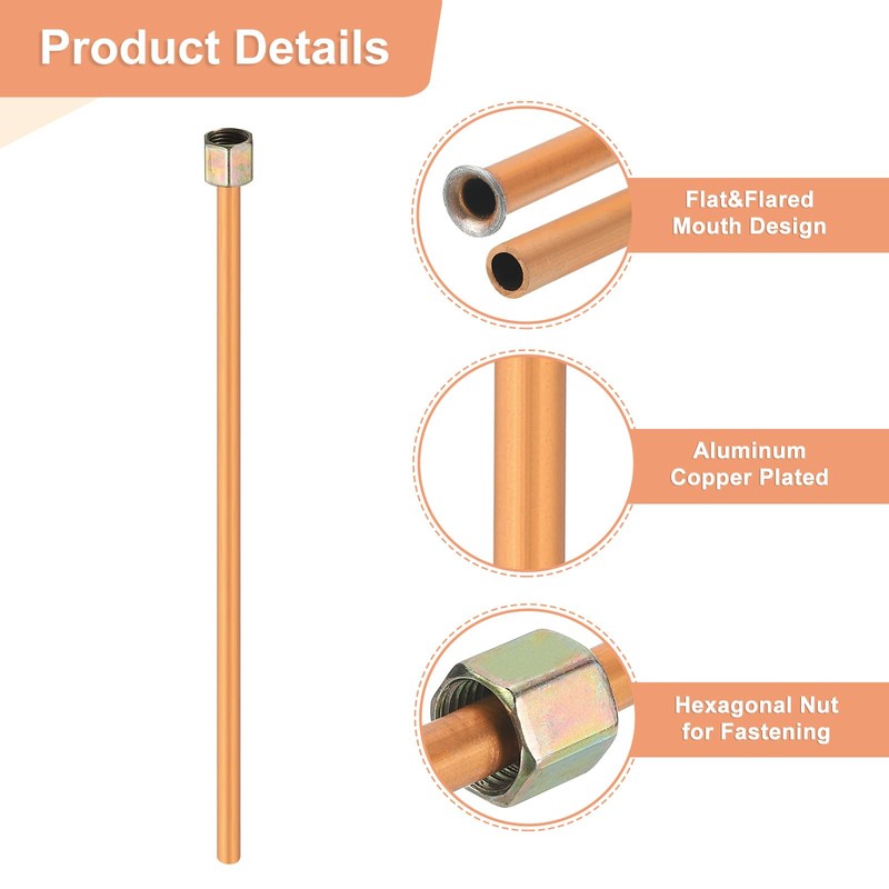 sourcing map Air Compressor Exhaust Tube, 3/8" Thread Dia 8"