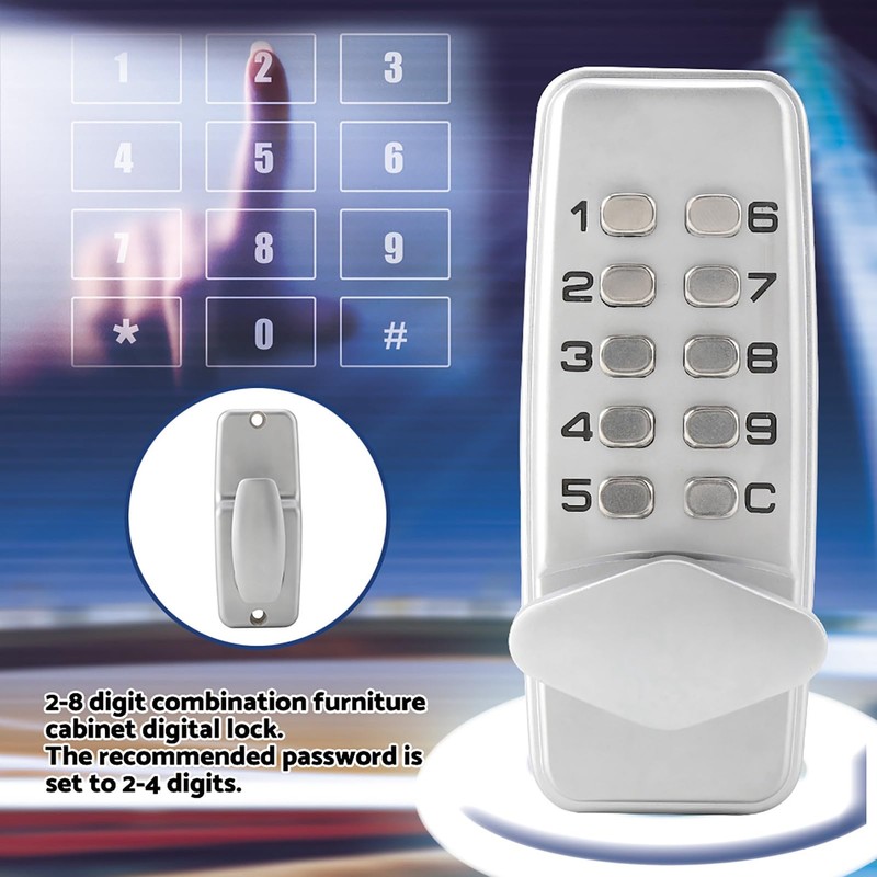 Mechanical Keyless Door Lock, 2-8 Digit Code Combination Entry Door