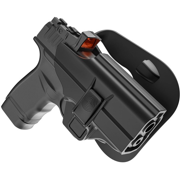 Paddle Holster for Springfield Hellcat, OWB Right-Handed Gun Holster for Springfield Armory Hellcat 3'' Micro-Compact 9mm Handgun, 60° Adjustable Open Carry Pistol Holsters with Index Finger Release