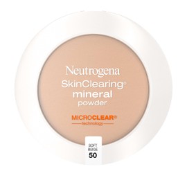 Neutrogena SkinClearing Pressed Mineral Powder Compact for Acne Prone Skin, Oil Absorbing Acne Makeup with Salicylic Acid helps to Cover, Treat & Prevent Breakouts, Soft Beige 50, .38 oz