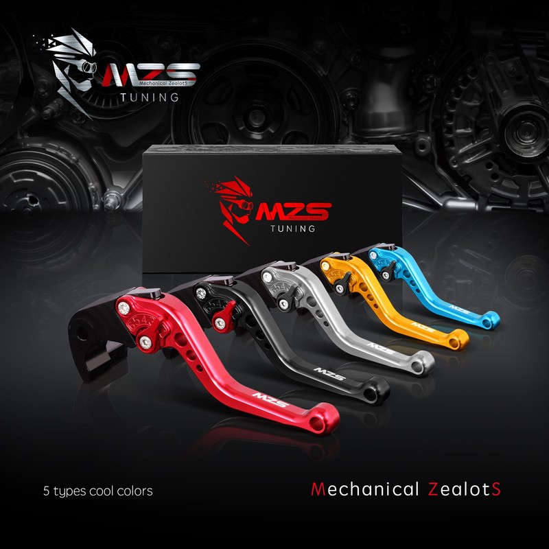 MZS Black Motorcycle Brake Clutch Levers Adjustable Short CNC Compatible