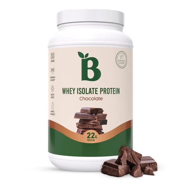 Bloom Nutrition Whey Isolate Protein Powder, Chocolate - Pure Iso Post Workout Recovery Drink Blend, Smoothie Mix with Digestive Enzymes for Gut Health - Low Carb, Keto & Zero Sugar Added