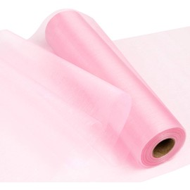 ABSOFINE 35 m x 29 cm Roll Organza Soft Sheer Fabric Tulle Fabric Decorative Cloth for Wedding Table Decoration, Chair Bows, Table Runner, Party Gifts, DIY Crafts (Pink)