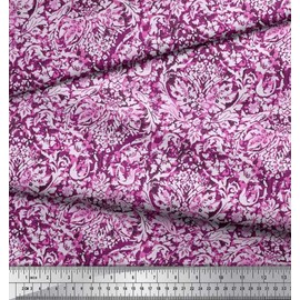 Soimoi Cotton Canvas Fabric Leaves & Floral Batik Decor Fabric Printed metre 56 Inch Wide