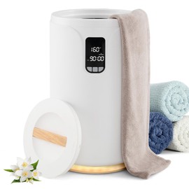 Tangkula 20L Towel Warmer Bucket, Large Luxury Towel Heater w/ 24H Delay Timer, 30/60/90 Min Auto Shut Off, 3-Level Heated Blanket Warmer w/RGB Light & Child Lock for Spa, Bathrobe (White, 20L)