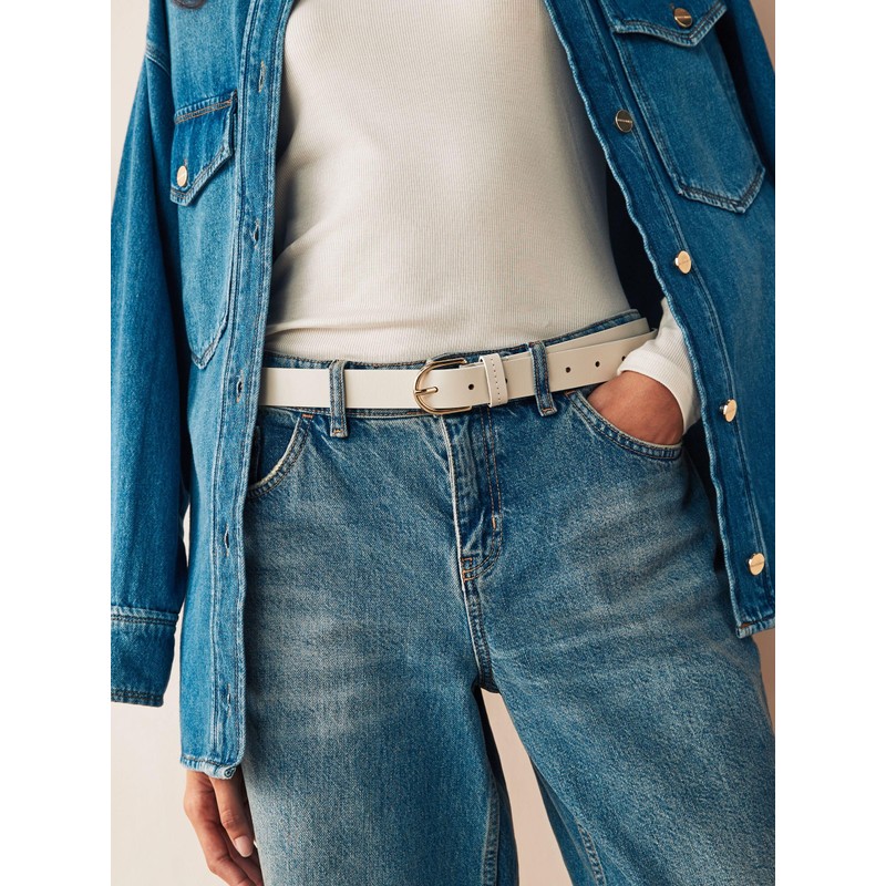 NEXT Regular Fit Leather Belt, Bone, L