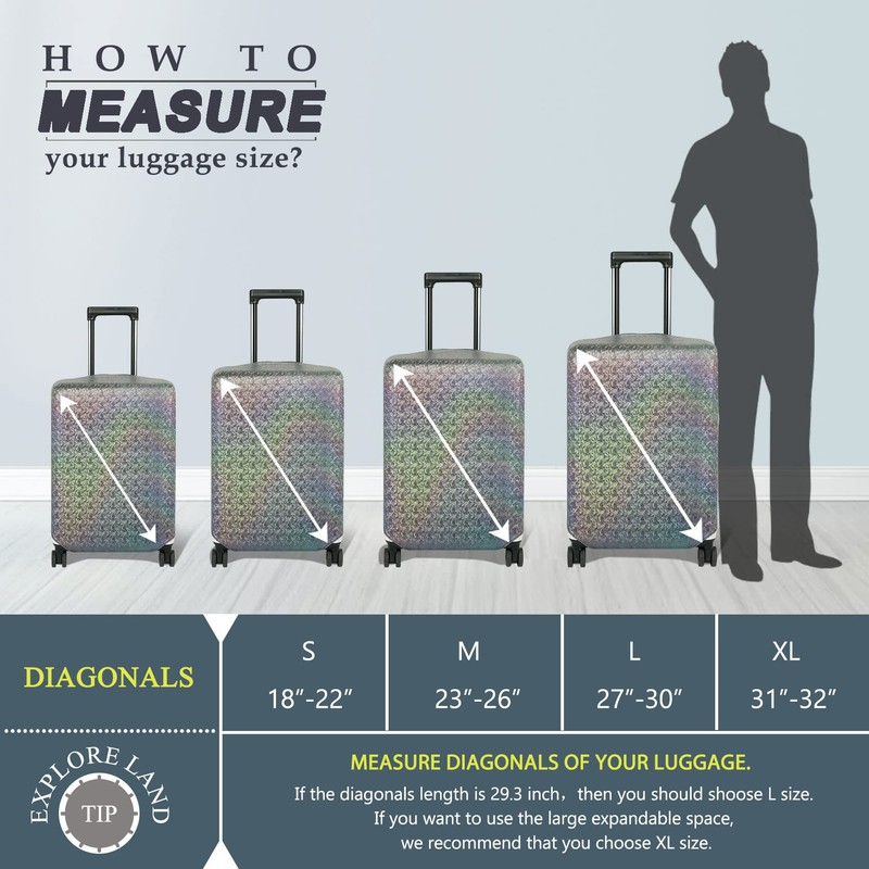 Luckiplus Spandex Suitcase Luggage Suitcase Cover Fits 18"-32" Luggage, Reflective