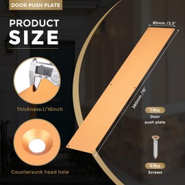 uxcell Door Push Plate, 3.3 x 15 Inches Anodized Aluminum Push Door Kick Plate, 1.5mm (1/16 Inch) Thickness, for Exterior Front or Back Door, Copper Gold (Single Pack)