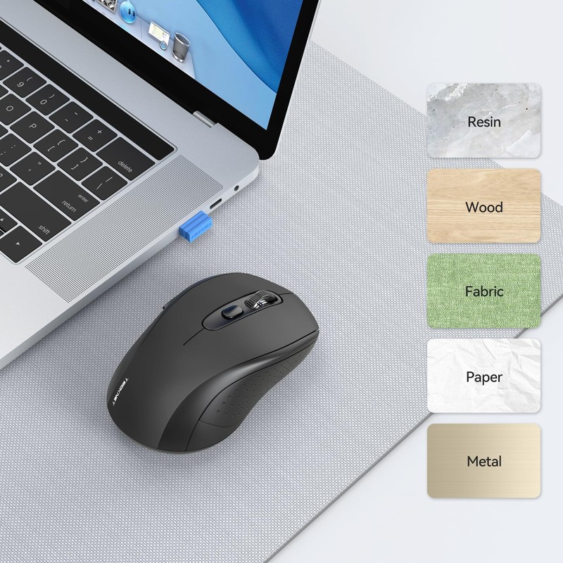 TECKNET Bluetooth Wireless Mouse, 3 Modes (BT 5.0/3.0+2.4Ghz) Wireless Portable