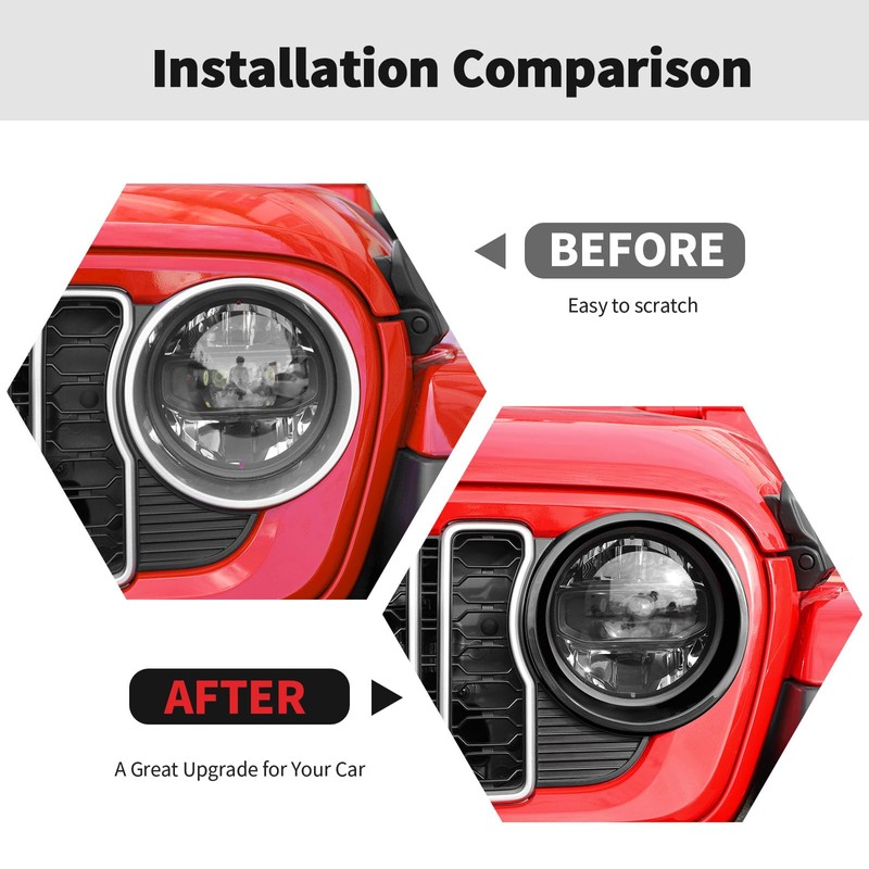 Headlight Cover Guard Headlight Bezels Trim Compatible with Jeep Wrangler