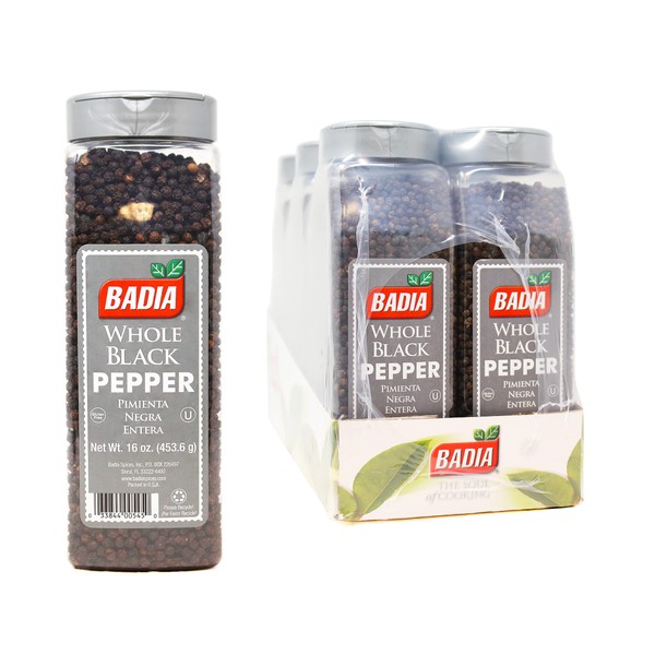 Badia Whole Black Pepper, 16 Ounce (Pack of 6)