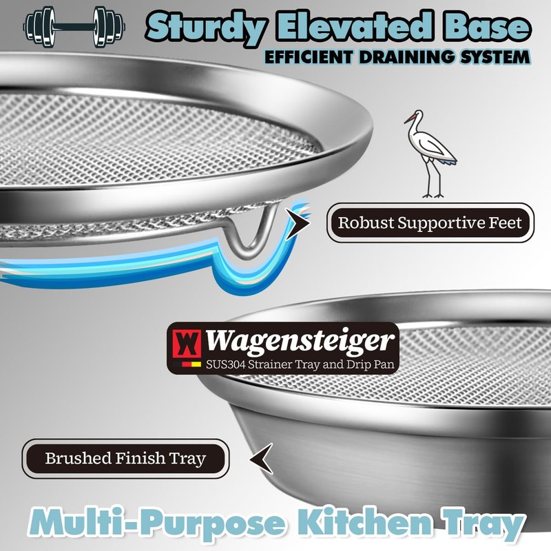 WAGENSTEIGER Stainless Steel Mesh Tray Set with Drip Pan, Air