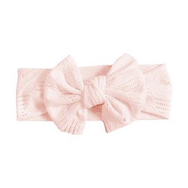 OUDQFCJ Baby Girl Headbands, Stretchy Knitted Bow with Wide Edge, Newborn, Toddler, Hairbands and Bows, Children's Hair Accessories, Soft (Pink)
