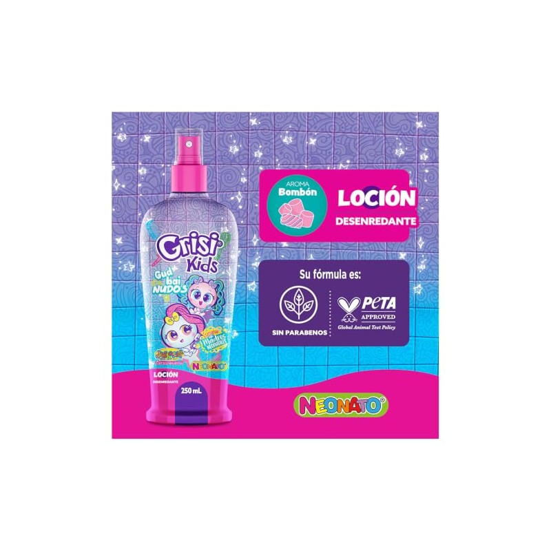 Grisi Kids, Loción Desenredante Neonatos, 250 ml, Aroma a Bombón,