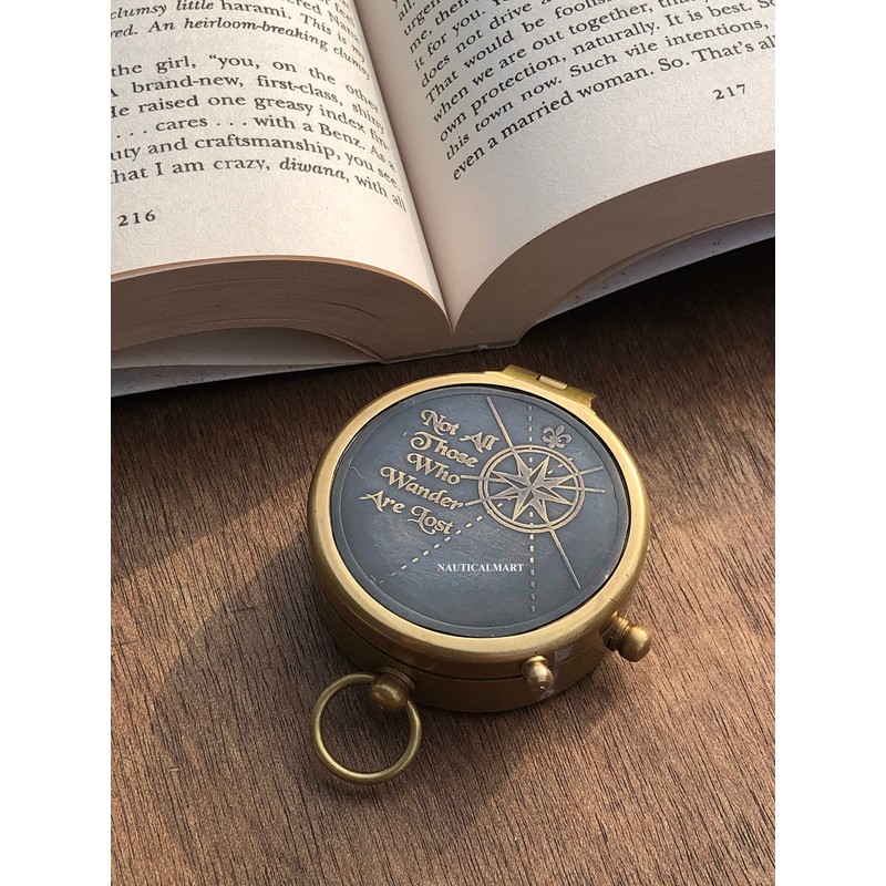 Not All Who Wander Are Lost Engravable Compass - Pocket