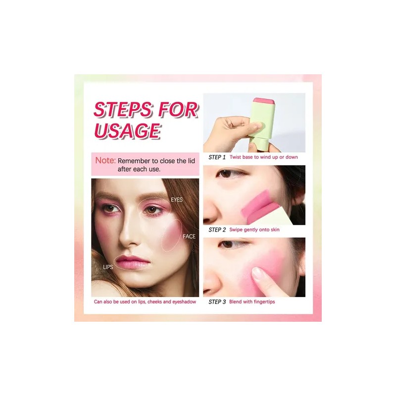 3pcs Maquillaje Colorete En Barra Labios Y Mejillas Natural