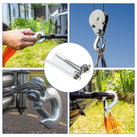 M METERXITY Hook Safety Latch Kit - Clevis Slip Hook Receiver Hitch Replacement Apply to Towing Lifting Hook Trailer/Crane (1.7" Long, Silver)