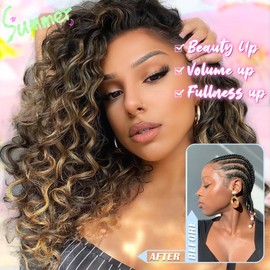 Gowit Pre Looped Deep Wave Crochet Hair 12 Inch 7 Packs Short Curly Ombre Blonde Pre Twisted Ocean Wave Deep Twist Crochet Braids Synthetic Braiding Hair for Black Women