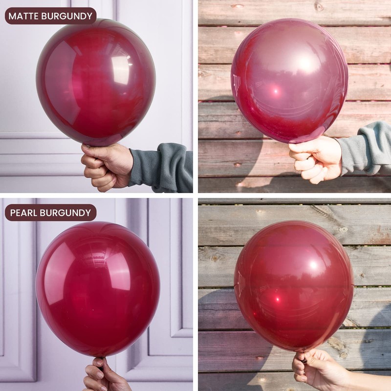 PartyWoo Burgundy Balloons 60 pcs 12 Inch Maroon Gray White