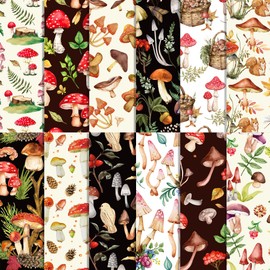 JOINFANXIN Mushroom Scrapbook Paper Pad, 24Pcs Watercolor Mushroom Pattern, Double-Sided Decopodge Paper, Cardstock Paper for Scrapbooking DIY Decorative Background Cardmaking Supplies Craft Paper