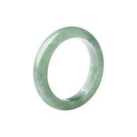 YMHOP Natural Pea-Green Jadeite Ring Green Good Luck Fengshui Jewelry Jade Ring for Women Men Unisex with Gift Box (A-Rounded Edges, 7.5)