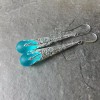 Sweet stones jewelry Turquoise Blue long sea glass earrings -