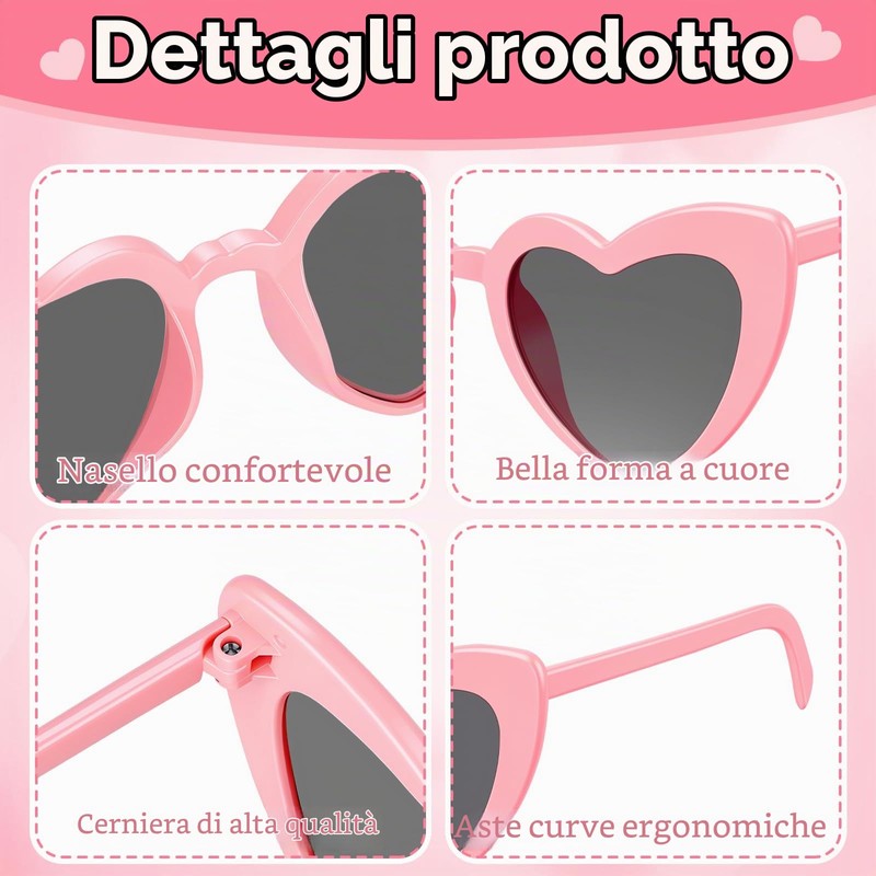 SelfTek Occhiali Da Sole A Forma Di Cuore, 10 Pezzi,