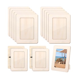 Fovths 12 Pieces Wooden Picture Frames for Crafts Unfinished Solid Wood Photo Frames for 4 x 6 Photos Standing Pictures Frame with PVC Film for DIY Art Crafts Paintings Home Decor