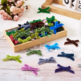Crafans 84Pcs Mini Velvet Bowknot Accessories 14 Colors Bowknot Costume Embellishments Bow Fabric Ornaments Velvet Bow Bulk for Crafts Supply Hairpin Present Decoration