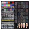 ESUOHYM Nail Charms Kit with 30 Sheets Flower Nail Stickers,6