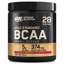 Optimum Nutrition Optimum Nutrition Gold Standard BCAA Train + Sustain, Aminosäuren Pre-Workout-Pulver, Sportgetränk mit Vitamin C, Zink, Magnesium & Elektrolyten, Himbeer-Granatapfel-Geschmack, 28 Portionen, 266 g