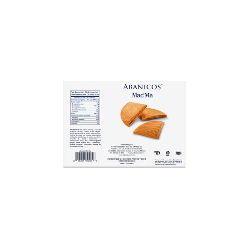 Mac´Ma - Galletas Abanico Mac Ma 245 gramos