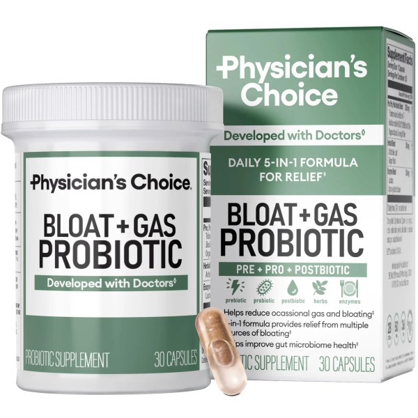 Physician's CHOICE Bloat & Gas Probiotic 5-in-1 Proactive Support +