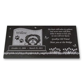 Granite Shih Tzu Memorial Stone,Dog Headstone,6 x 12 3/8 Inches, in Loving Memory, Indoor Or Outdoor Dog Marker - Grave Tombstone Loss of Pet Gift Stone New Black 6x12 Willow