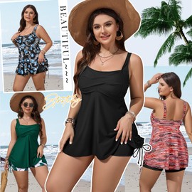 American Flag Plus Size Tankini Swimsuits for Women Two Piece Tankini Bathing Suits flag 16W