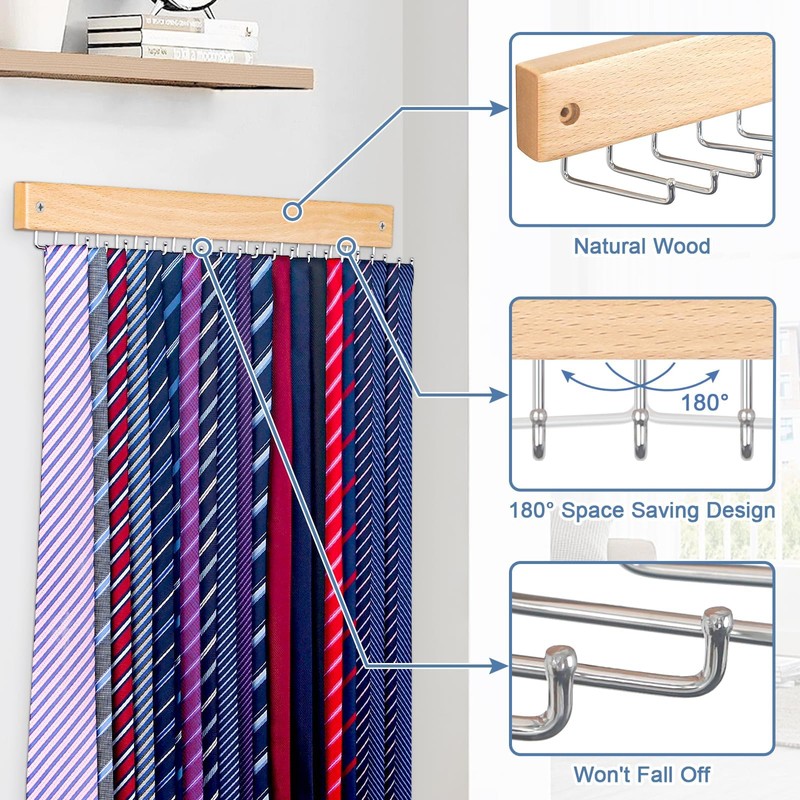 Belt and Tie Organizer for Closet, Tie and Belt Rack
