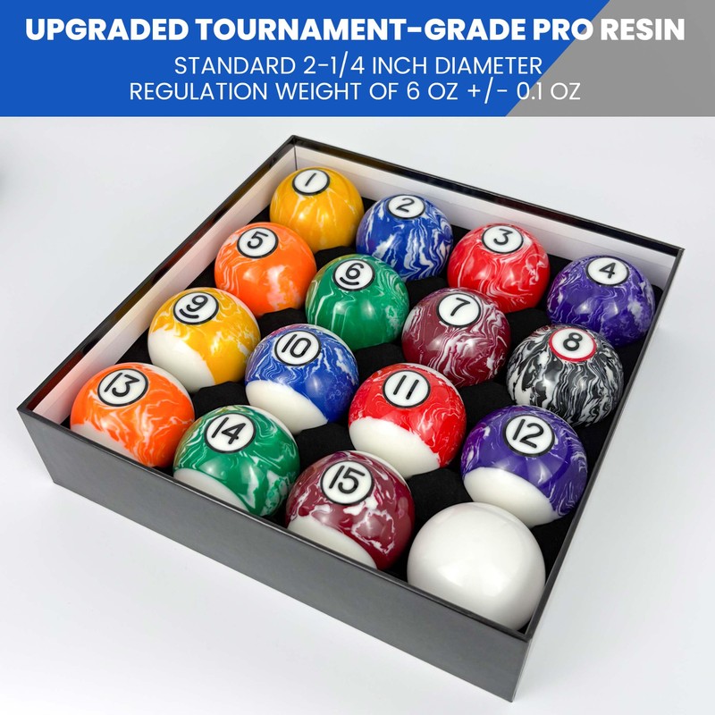 JOLORLY Pool Balls Billiard Set – 2-1/4" Regulation Size, 6