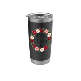 Happy Easter Floral Wreath He is Risen Jesus Christian Stainless Steel Insulated Tumbler